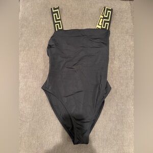 Versace Square-Neck Greca-Strap One-Piece Swimsuit sz 3 US M